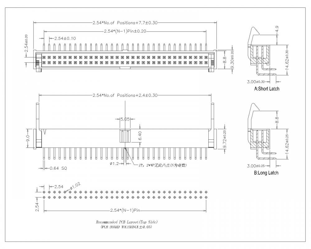 2,54 mm Ejektorheader 90 ° W Metallriegel