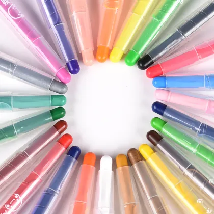 Diamond Shape Transparent Barrel 24 Colors Switch Oil Pastels Crayon G-01720