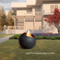 Round Freestanding Movable LED Electric Fireplace with Carbon Heaters