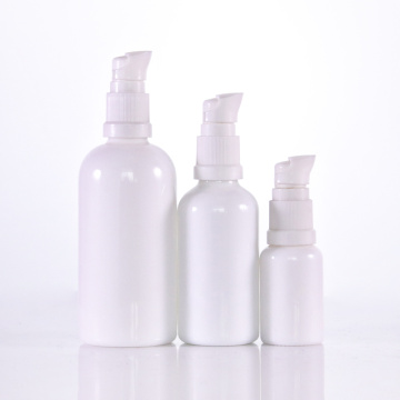 Opal white glass bottle with white lotion pump