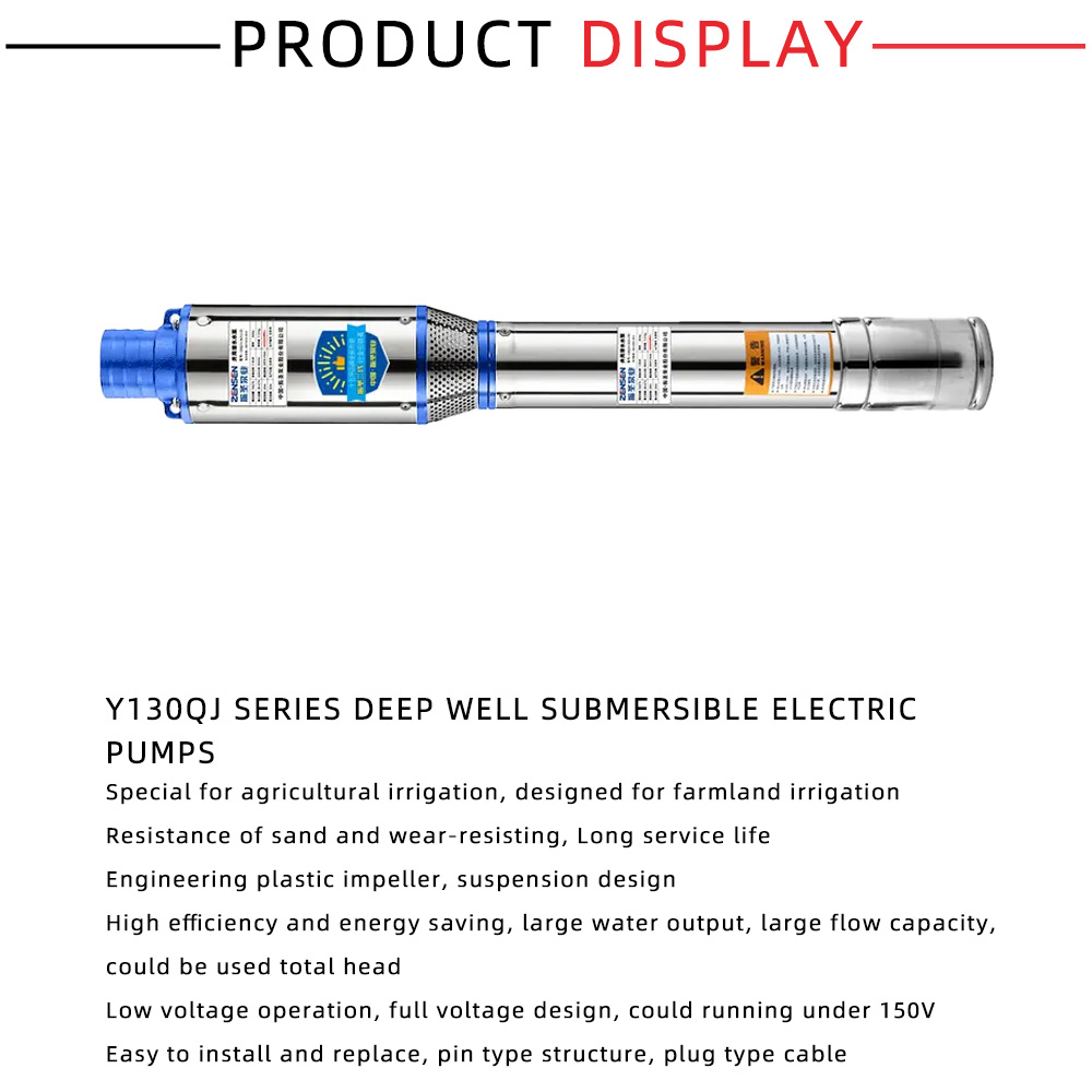 Y130QJ series Stainless Steel Deep Well Submersible Electric Pump x