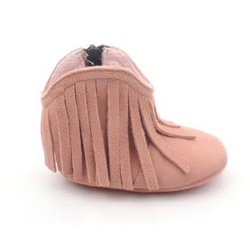 2017Best Selling Pink Soft Sole Cowboy Style Baby Boot Moccasin