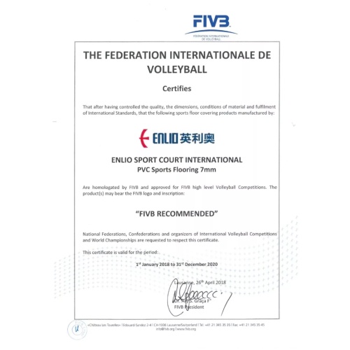 Piso de vinilo recomendado por la FIVB para voleibol de interior