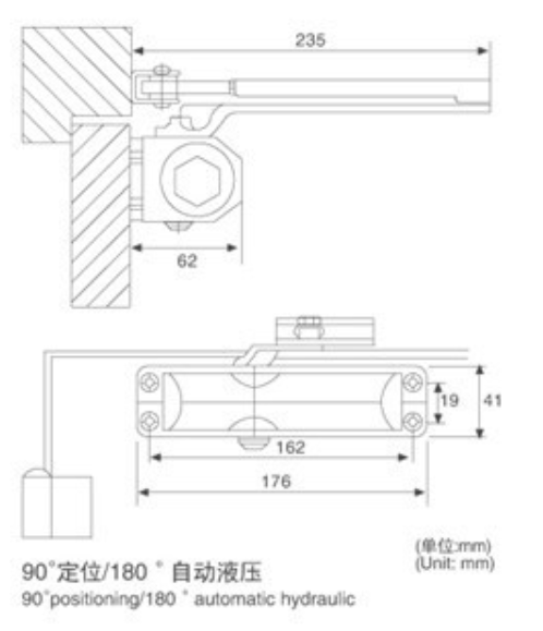Door closer dimension drawing