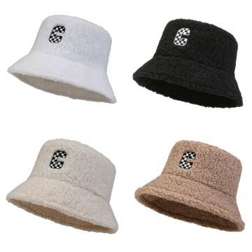 2023 Autumn/Winter New Fashion Fluffy Embroidery Fisherman's Hat - Female Plus Size Velvet Warm Short Eaves