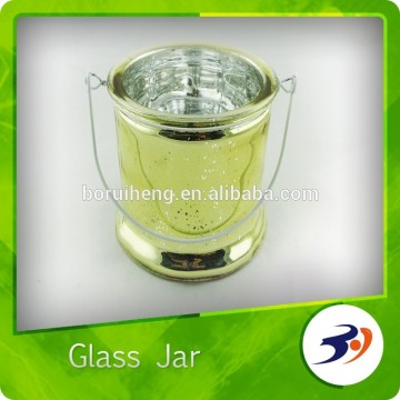 Wholesale Beautiful Coloured Glass Candle Holder With A Hang Rope