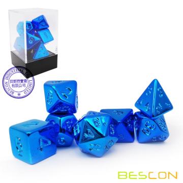 Набор неокрашенных многогранных игральных костей Bescon с неокрашенным покрытием, глянцево-синий, набор из 7 кубиков для РПГ