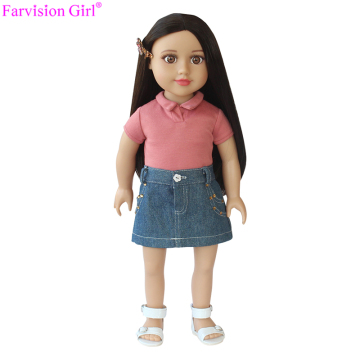 Fashion design dolls for girls 18 inch baby soft toy with black hair