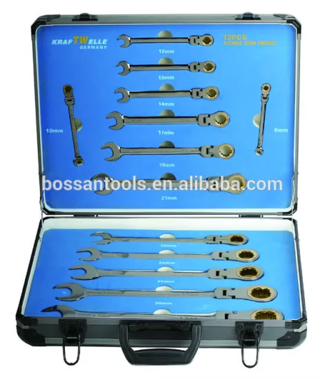 13pc professional flexible ratchet combination wrench set