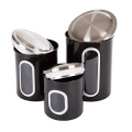 Round Metal Canister Set in Black