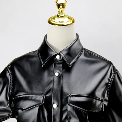 stand collar leather jacket
