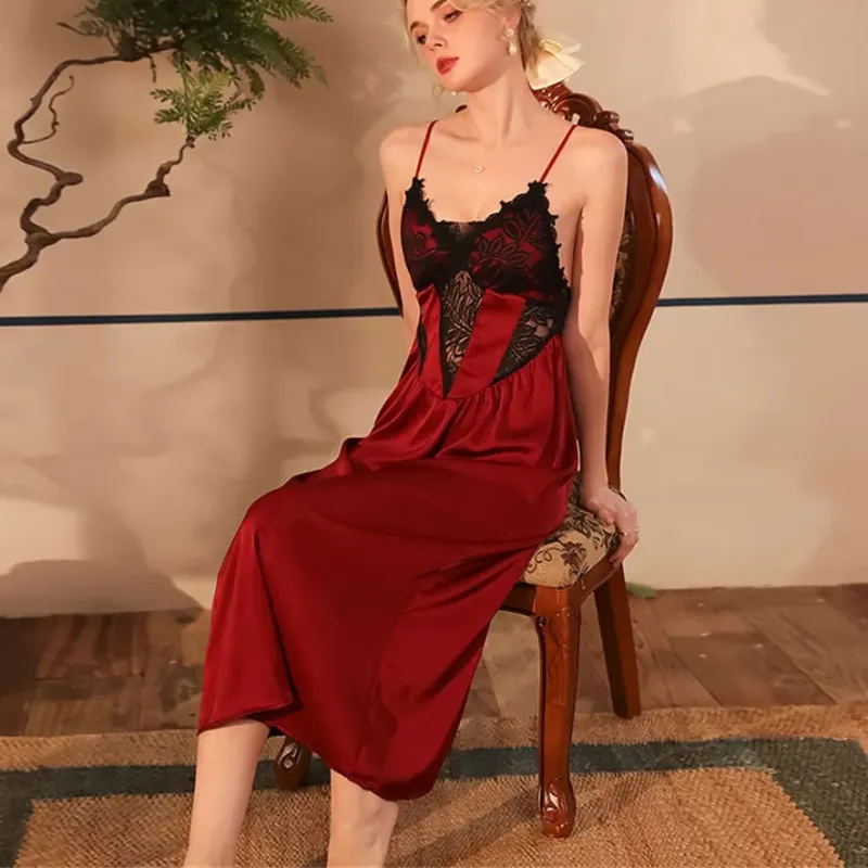 Women's Sexy Backless Silk Pajamas