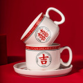 Chinese Style Coffee Cup and Saucer Porcelain Coffee Set Ceramic Tea Cup Set Stackable Cappuccino Mug Gift