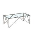 Design moderno de mesa de centro em vidro e aço inoxidável