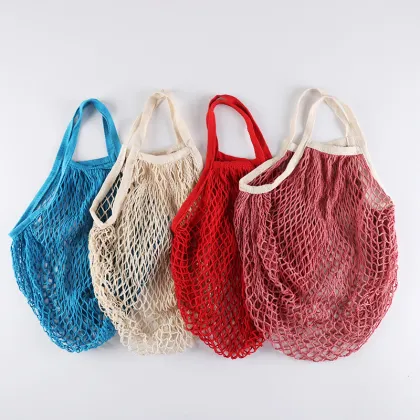 Wholesale Eco-Friendly Foldable Cotton Net Shopping Tote Bags