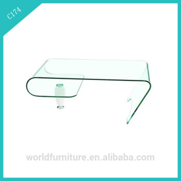modern clear bent glass centre table
