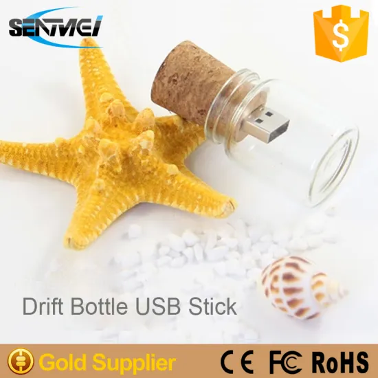 drift bottle design 8gb usb flash drive bottle opener