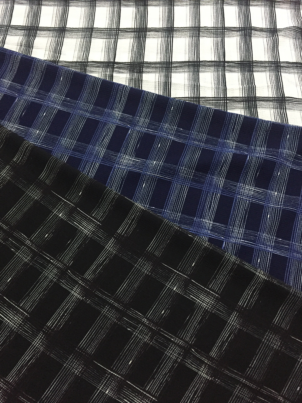 Check Design Polyester Bubble Crepe Printing Fabric