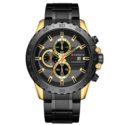 2020 Curren Mens Watch Gold Luxury Business Wristwatches Gold Chronograph Watch