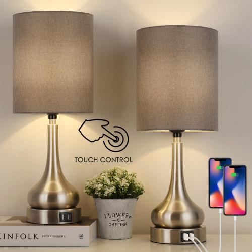 Touch-Control Metal Base Table Lamps Set of 2