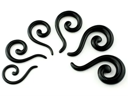 Black Expander Spiral Ear Stretching Piercing