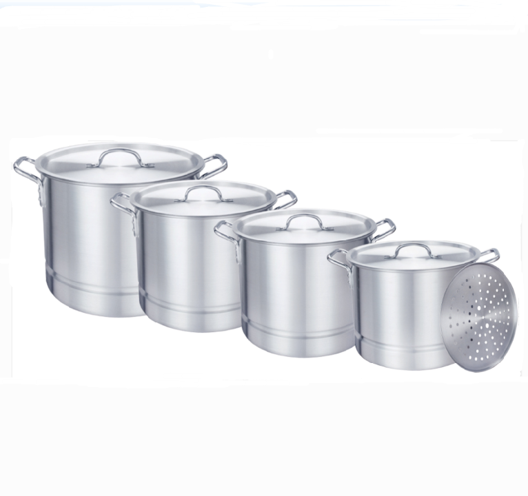 Aluminum steamer stock pot set with steamer rack