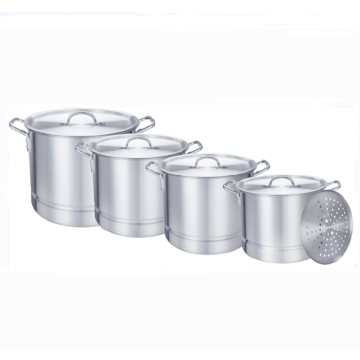 Aluminum steamer stock pot set with steamer rack