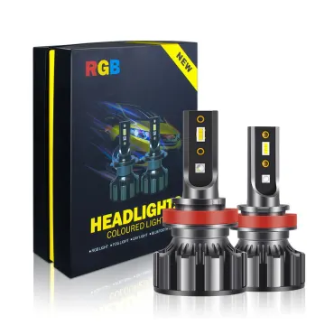High Quality RGB LED Headlight Bulb 3000K-8000K Multi-Colors Bluetooth Remote