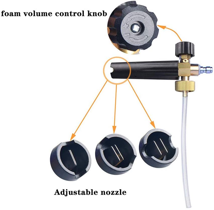 Snow Foam Lance Car Waschenschaum Waffe Messing Verstellbares Kanonensprühgerät 1L Seifenschaumflasche für Druckscheiben (Schaumflasche)