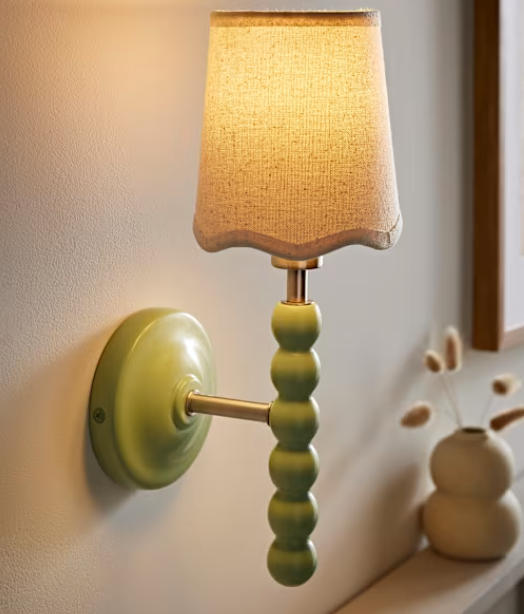 Bobbin Wall Lights with Natural Scalloped Shades (3)