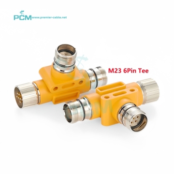 Professional M23 6 Pin Tee Splitter Connector for Profibus, Interbus, Servo, Encoder, and Power Supply Module