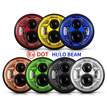 Spider Design E9 DOT IP68 High Low Beam H4 LED Headlight for Harley Davidson 5.75'' 7 Inch