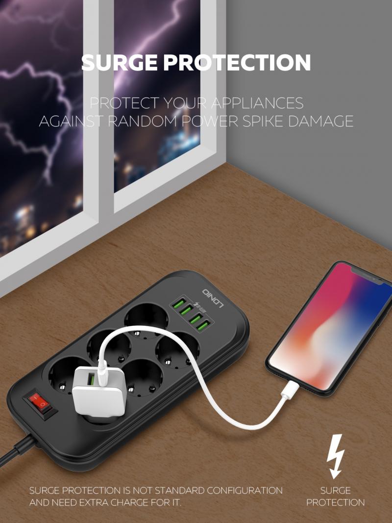 Smart Electrical Socket Extension Power Strip 3.4A 6 Outlet 4 USB Ports Charger Adapter Surge Switch Home EU Plug