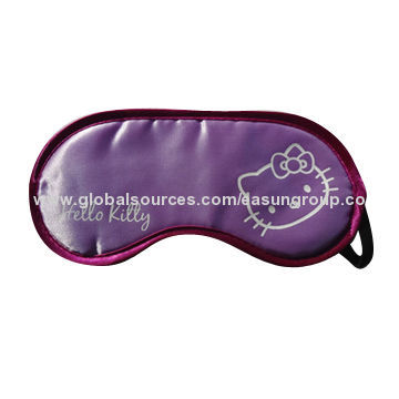 100% polyester satin eye masks, 18.5*8.5cm, with printed logo