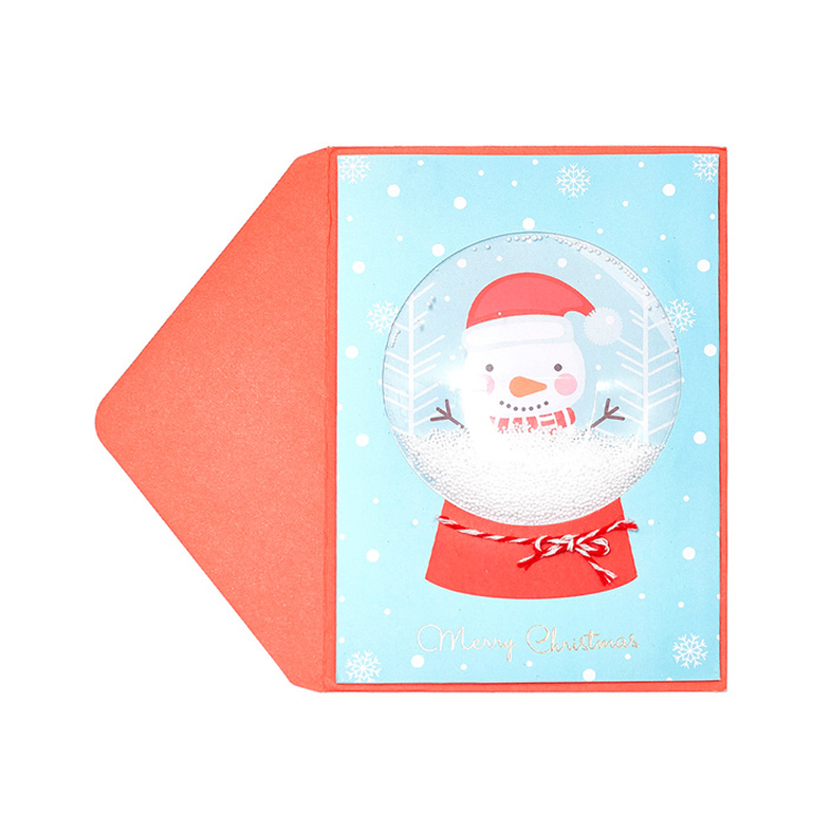 3d Handmade Gold Foil Red Cards Christmas Global Snowman Holiday Funny Greeting Cards7