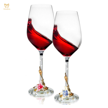 Unbreakable Wine Glasses Set of 2 with Crystal Diamonds Stem - Lead Free & Enamel Tech for Red & White Wines