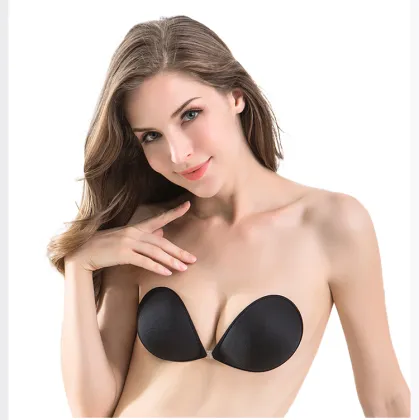 Invisible Push-Up Bra: Self-Adhesive Silicone Seamless Bra with Front Closure