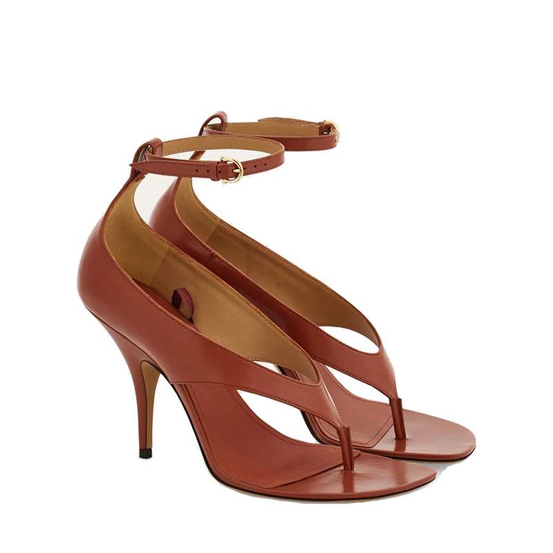 Elegant Leather Heel Sandals with Straps