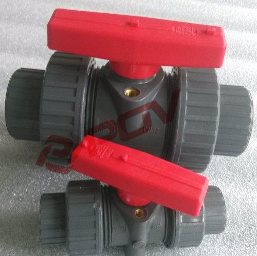 Double union 2 way handle plastic pvc ball valve dn15