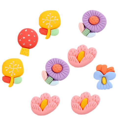 Lovely Small Flower Cabochons Mixed Colors No Hole Flower Flat Back Charms Embellishment Supplies For Jewelry Scrapbooking DIY