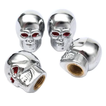 JDMotorsport88 Car JDM Racing Motorcycle ABS Skull Wheel Tire Air Valve Caps (4pcs)