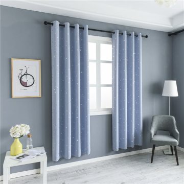 Light Blue Romantic Star Printed Curtains