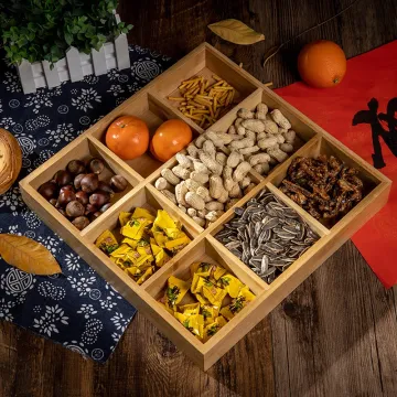 Bamboo Wooden Multi Compartment Hotpot Serving Tray