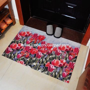 Non-slip Rubber Floor Carpet With Beautiful Flower Design For Outdoor / Indoor Entrances