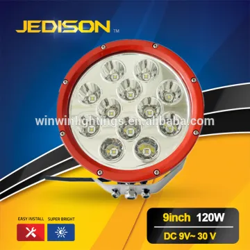 Round Red Shell 9V-32V 120W 9Inch Offroad led work light for truck offroad