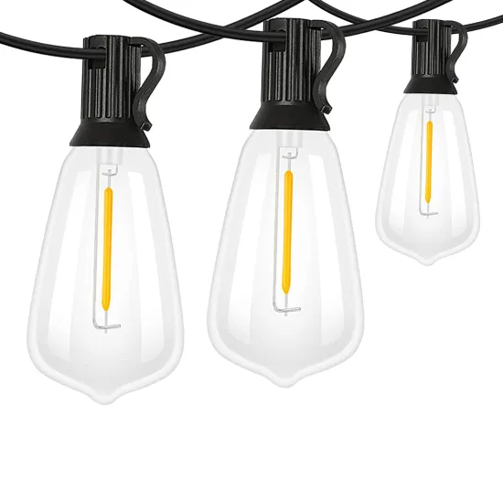 50ft 25 PCS 120V Vintage LED String Light 2700K Warm White Clear Transparent Cafe Festoon