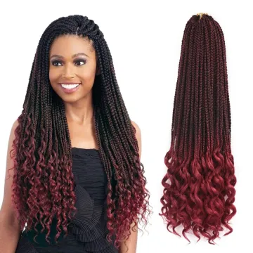 Crochet Hair Box Braids Curly Ends 14 18 24 Inch Ombre Synthetic Hair for Braid 22 Strands Braiding Hair Extensions