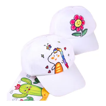 DIY Spring Hat Painting for Kids: White Canvas Hat Art Project