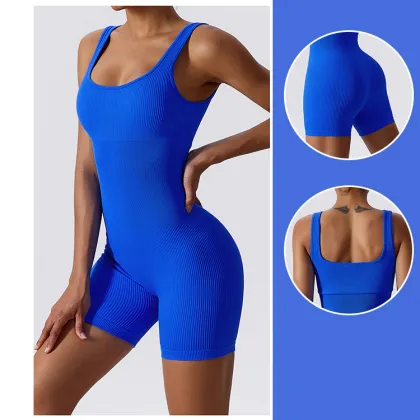 Wholesale Custom Anti-Wrinkle Hip Lift Gym Ribbed Yoga Suit Active Wear Set