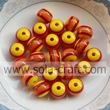 8MM Fashion Wholesale New Yellow & Red Stripe Charm Gemstone Spacer Round Swarovski Crystal Loose Jewelry Beads